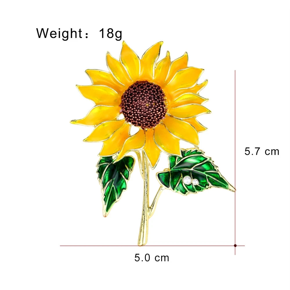 Fashion Sweet Trendy Sunflower Floral Brooches for Girls Stylish Dainty Glamorous Pins Jewelry for Women Ladies Accessories