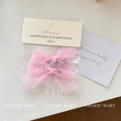 Solid Color Lace Bowknot Sweet Cute Hair Clips for Baby Girls Fashion Chic Alligators for Kids Children Hair Accessories Stylish