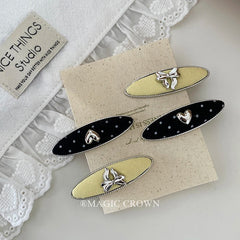 Fashion Sweet Cute Solid Color Dot Heart Shaped Bowknot Hair Clips for Girls Elegant Alligator for Women Ladies Hair Accessories