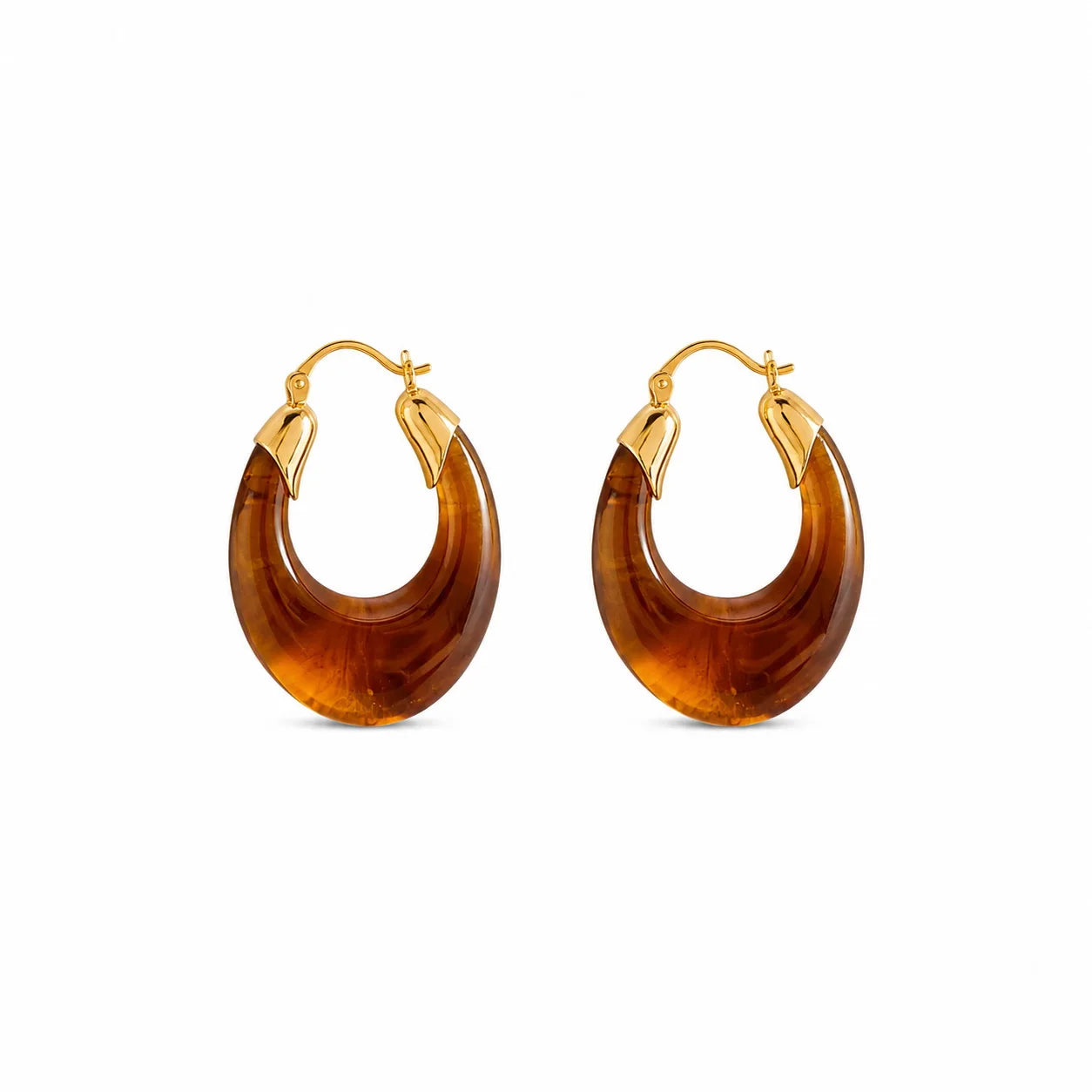Female Solid Color Brown Green Grey 18k Gold-plated Hoop Earring Vintage Elegant Trendy Fashion Low MOQ Jewelry for Daily Causal