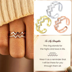 Trendy Double-layer Rings Solid Colors Zircon-encrusted Wavy Line Ring Japanese and Korean Style Simple Elegant Women Jewelry