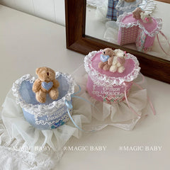 Girly Aesthetic Bear Bowknot Lace Alligator Clips Sweet Cute Princess Style in Stock Hairpins Accessories for Children Kid Daily