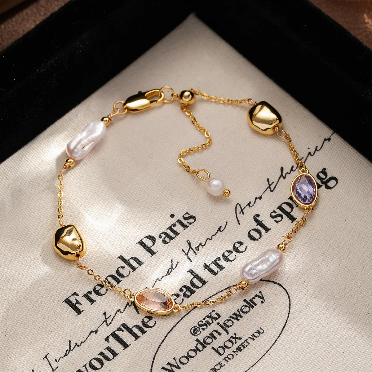 Fashion Elegant Copper 18K Gold Natural Stone Beracelets for Girls Zircon Luxury Jewelry for Women Ladies Wholesale Low MOQ