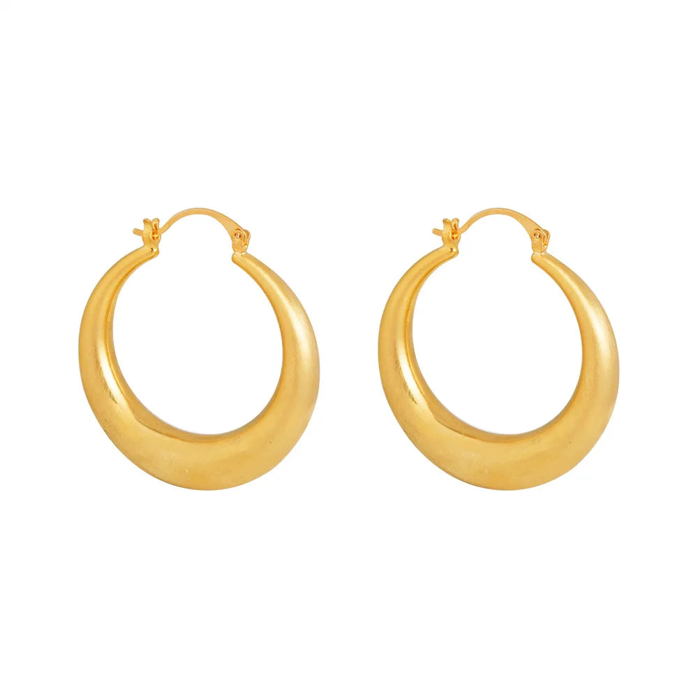 Gold and Silver Brushed Circular Hoop Earrings Solid Colors Simple Ear Buckles Fashionable Elegant Casual Ear Accessories Bulk