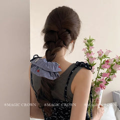 Stylish Plaid Cherry Scrunchies for Girls Elegant Minimalistic Casual Hair Ties for Women Ladies High Elastic Hair Accessories