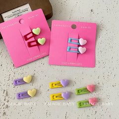 Cute Chic Simple Snap Hair Clips 5cm Heart-Shaped Candy Colors Baby Girls' Fashion Accessories Alloy Material for Party