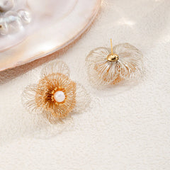 Fashion Wire Crochet Artisan Work Luxury Copper Stud Earrings for Girls 18K Gold Jewelry for Women Ladies Wholesale Bulk Low MOQ