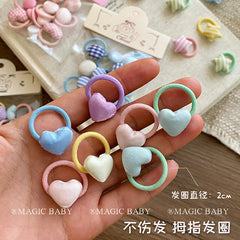 Mini Sweet Cute Dot Star Heart Scrunchies for Baby Girls Fashion Durable Kawaii Hair Ties for Kids Children Hair Accessories