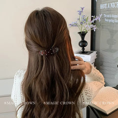 Vintage Stylish Acetate Hair Snap Clips for Girls Solid Color Sequined Glitter Hair Accessories for Women Ladies Elegant Fashion