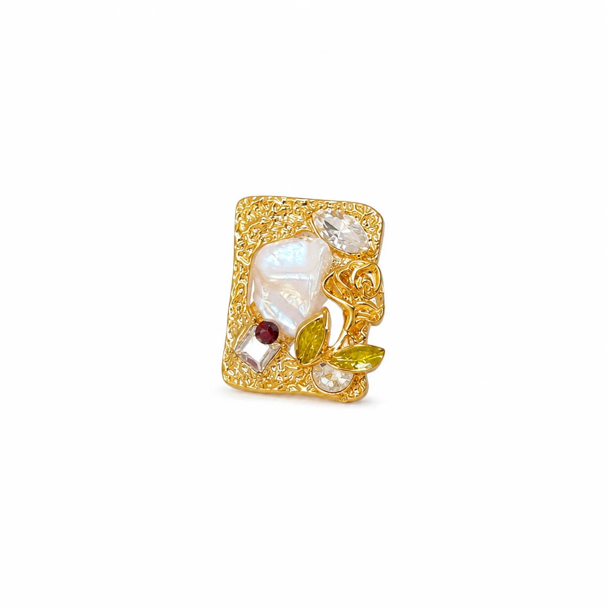 Female Gold Green Baroque Pearl 18k Gold-plated Brooch Elegant Vintage Charms Low MOQ in Stock Jewelry for Women Causal Party