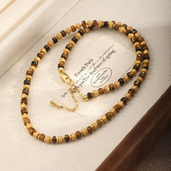 Fashion Tiger Eye Stone Gold Plated Beads Necklaces for Girls Vintage Zen Jewelry for Women Ladies Wholesale China Manufacturer