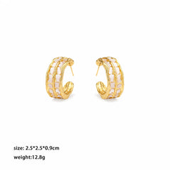 Fashion Crushed Shell S925 Silver  Classic Trendy Hoop Earrings for Girls Stylish Jewelry for Women Ladies Wholesale Bulk