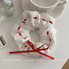 Red Bowknot Ribbon Hair Ties for Women Adjustable High Quality Fashion Stunning Scrunchies for Daily Use Cute Hair Accessories