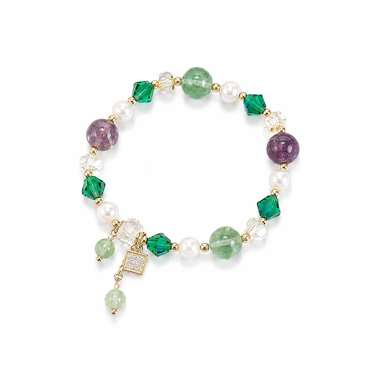 Women Green Pink Pearl Beads Bracelet Factory Price Low MOQ Fresh Charms in Stock Jewelry for Female Causal Daily Travelling