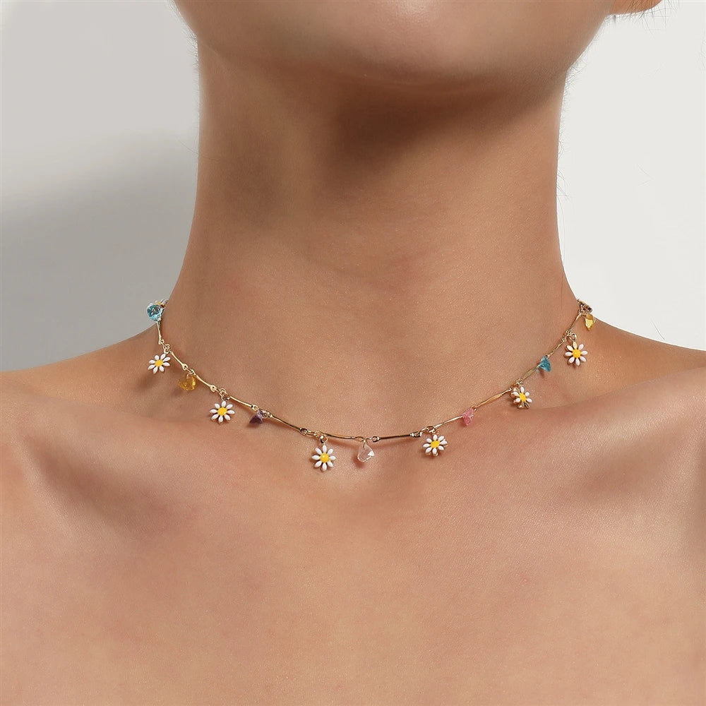 Fashion Flower Shell Trendy Necklaces for Girls Sweet Elegant Simple Charms Jewelry for Women Lady Female Accessories Wholesale