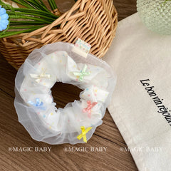 Girly Aesthetic Simple Solid Color Bowknot Large Scrunchies Fashion Sweet Elegant Ponytail Holder Hair Ties Accessories for Kids