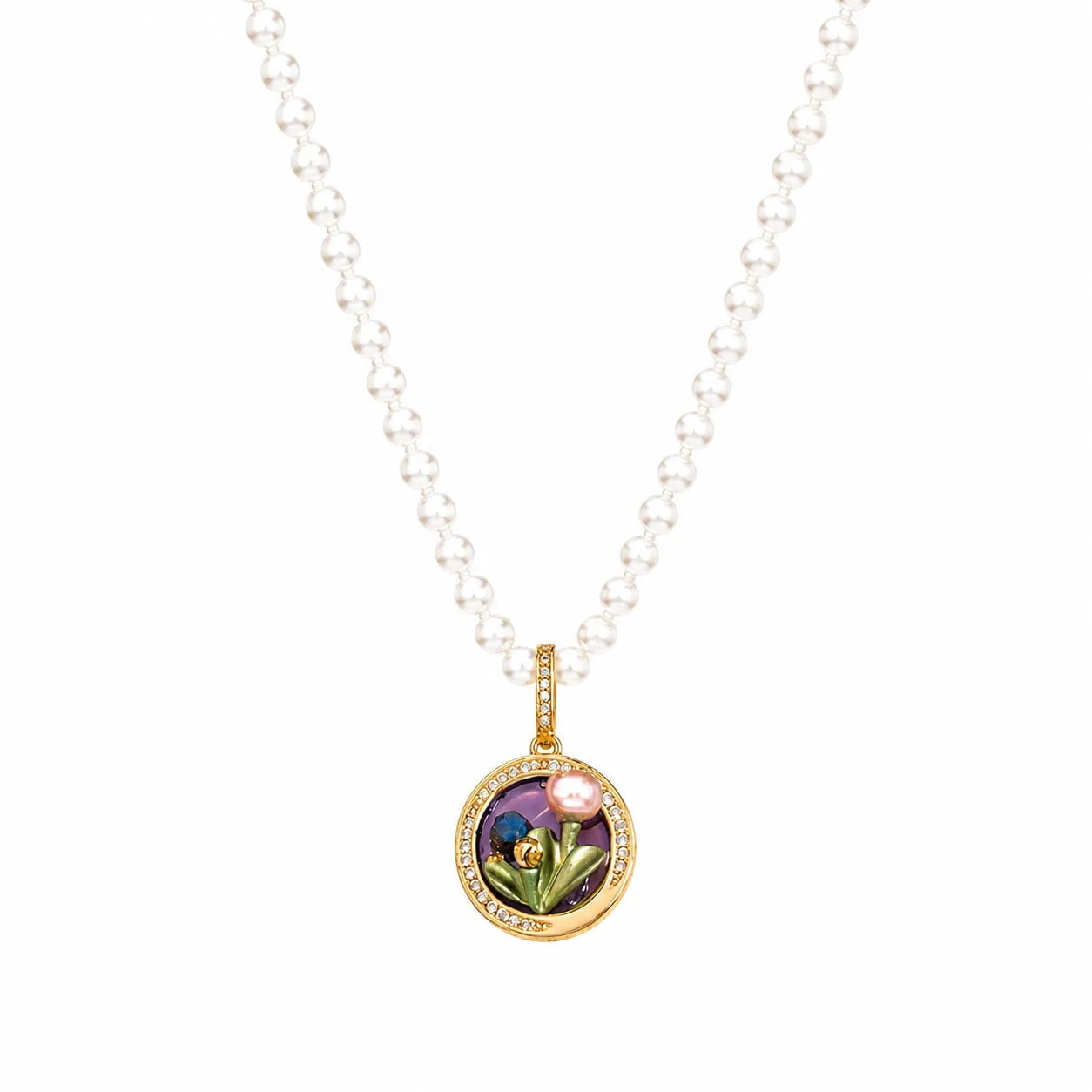 Female Freshwater Pearl Drip Glaze Hand-Painted Natural Stone Zircon Blue Necklace Factory Price in Stock Elegant Jewelry Causal