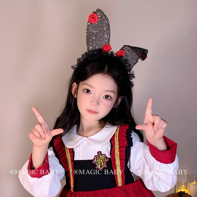 Halloween Headband for Kids Cat Rabbit Rose Skull Spooky Cute Hairband Children Costume Party Hair Accessories Trick or Treat