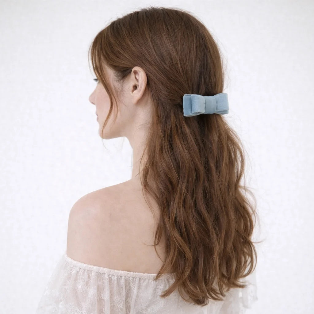 Fashion Trendy Lustrous Solid Color Hair Clips for Girls Elegant Sweet Barrette for Women Ladies Hair Accessories Female Bowknot