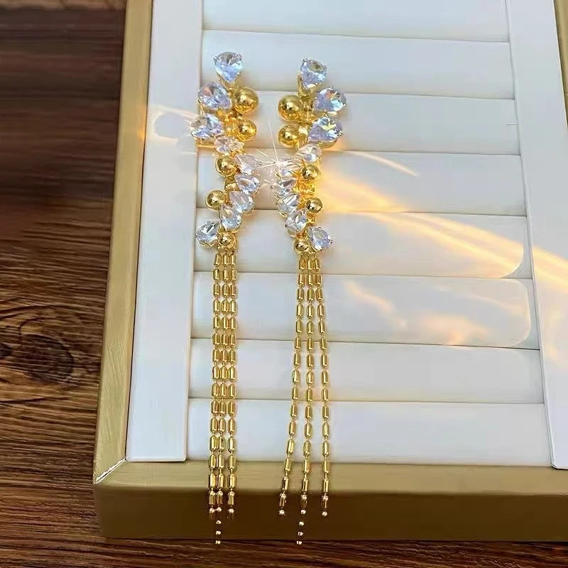Fashion Luxury Trendy Tassel Elegant Drop Earrings for Girls Butterfly Glitter Dainty Jewelry for Women Ladies Accessories