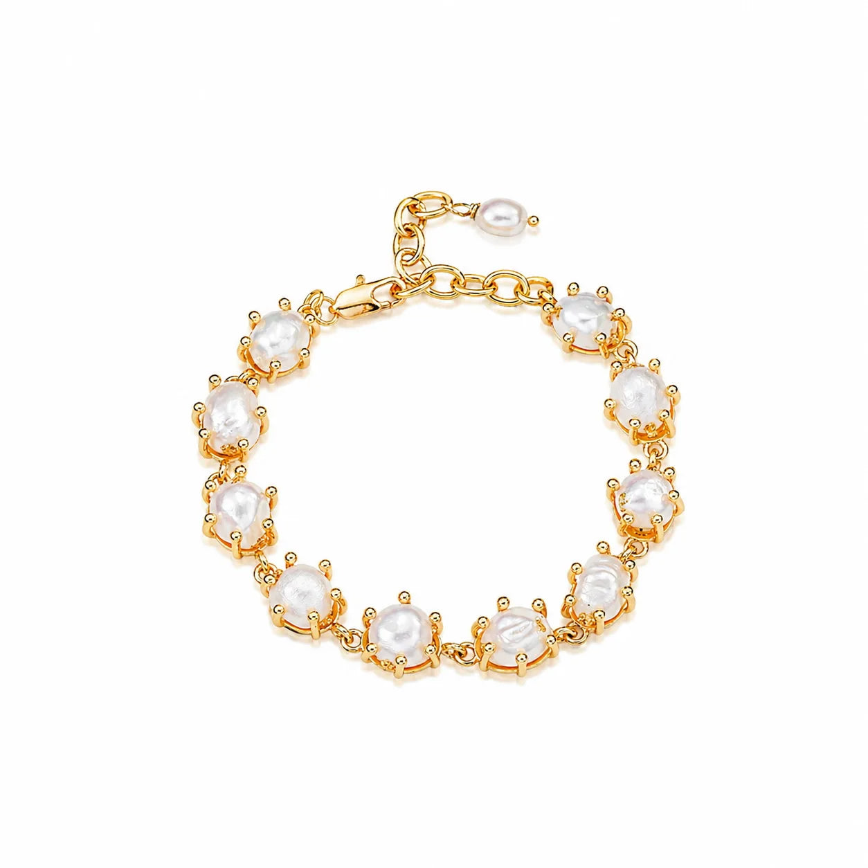 Fashion Baroque Freshwater Pearl Bracelets for Girls Elegant 18K Gold Flower Jewelry for Women Ladies Wholesale Bulk Luxury