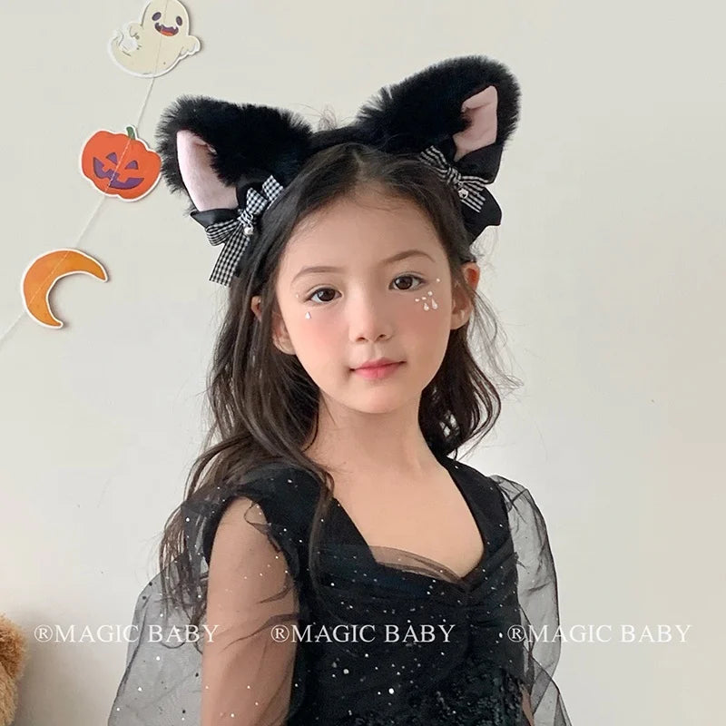 Halloween Black Cat Headband for Kids Cute Kitten Hairband Children Costume Party Hair Accessories Spooky Fun Trick or Treat