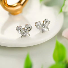 Female Star Bow Shape Hot Sale Small Stud Earring Trendy Fashion Glitter Simple Bulk Jewelry Accessories for Women Daily Causal