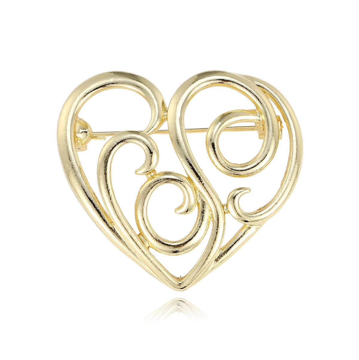 Fashion Simple Minimalistic Heart Shaped Brooches for Girls Sweet Elegant Pins Jewelry for Women Ladies Accessories Wholesale