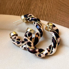 Female Leopard Print Circle Shape Hoop Earring Fashion Vintage Elegant Glamorous Wholesale Jewelry Accessories for Causal Daily