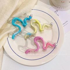 Fashion Simple Solid Candy Color Hair Claw Clips for Girls Imitation Pearl Elegant Haarspange for Women Ladies Hair Accessories