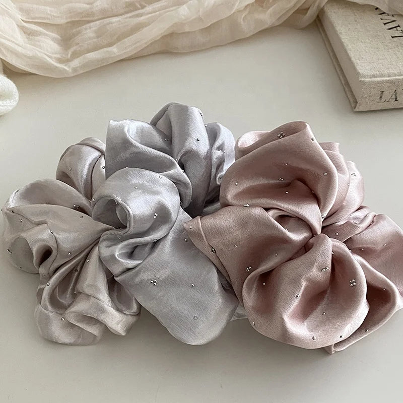 Fashion Satin Lustrous Simple Scrunchies for Girls Minimalistic Solid Color Hair Ties for Women Ladies Hair Accessories Chic