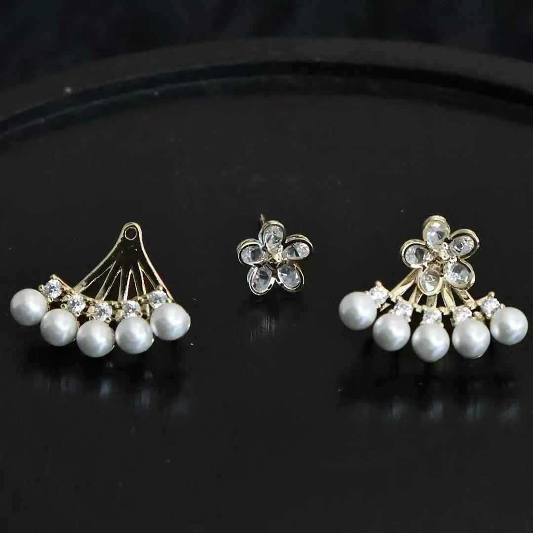 Sweet Fashion Bowknot Rhinestone Drop Earrings for Girls Imitation Pearl Simple Jewelry for Women Ladies Accessories Wholesale