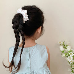 Girls Red Lace Dots Grid Small Scrunchies Fashion Sweet Wholesale in Stock Hair Ties Accessories for Children Daily School Use