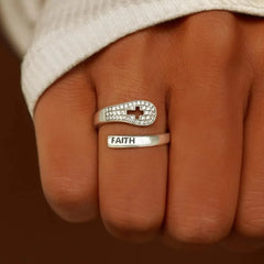 New Niche Faith Cross Hollowed-out Rings for Women European and American Fashion Design Customizable Ring Jewelry Accessory Bulk