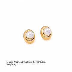 Women Square Circle Shape Baroque Pearl 18k Gold-plated Stud Earring Elegant Fashion Factory Price in Stock Jewelry for Causal
