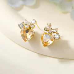 Fashion Trendy Fruits Bowknot Drop Earrings Rhinestone Glitter Jewellry for Women Ladies Accessories Bijuterias Charms Art Deco