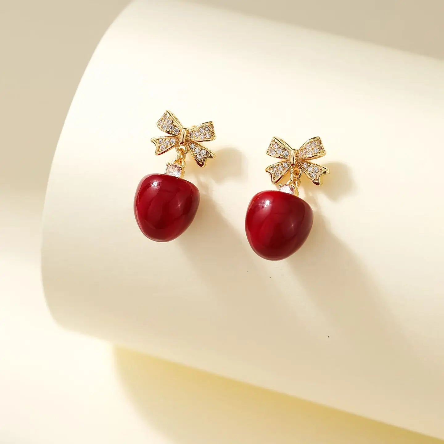 Cute Fruit Cherry Classic Drop Earrings for Girls Fashion Trendy Glitter Vintage Jewelry for Women Ladies Accessories Latest