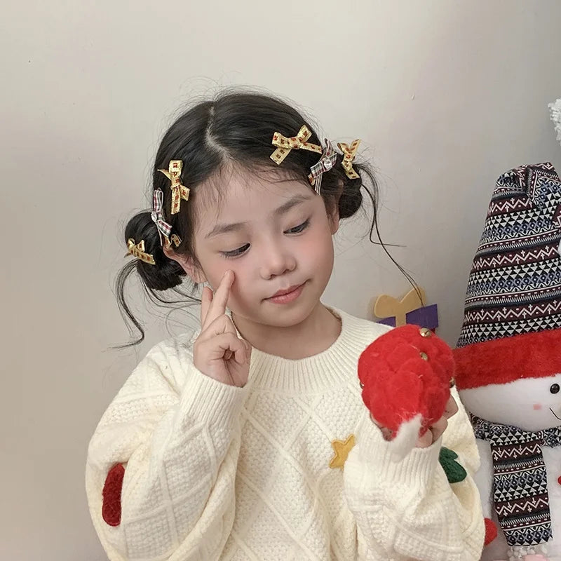2025 Christmas Bowknot Plaid Hair Clips for Baby Girls Fashion Sweet Cute Classic Alligators for Kids Children Hair Accessories