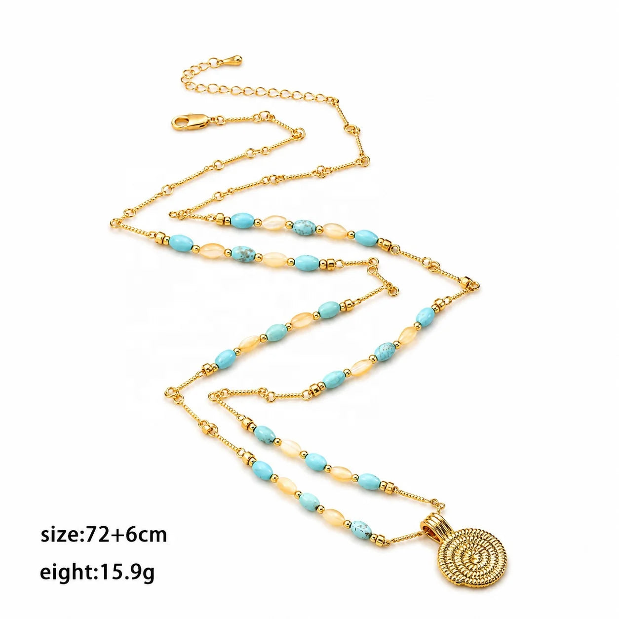 Women Beads Imitation Pearl Blue Turquoise Red Agate Chain Necklace Factory Price Low MOQ Jewelry for Female Causal Daily Use