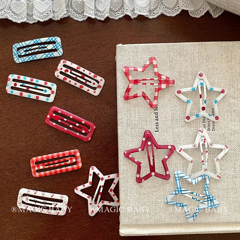 Cute Sweet Polka Dot Fashion Hair Clips for Baby Girls Star Snap Clips for Kids Children Hair Accessories Chic Kawaii in Stock