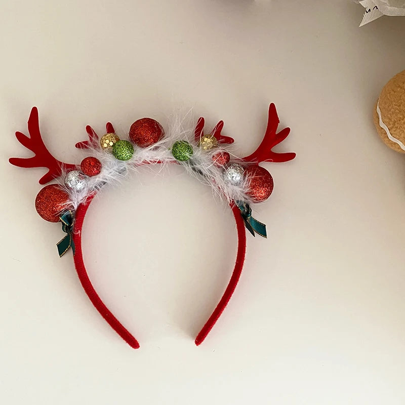 2025 Christmas Classic Deer Santa Claws Hair Band for Baby Girls Cute Sweet Head Band for Kids Children Hair Accessories Chic