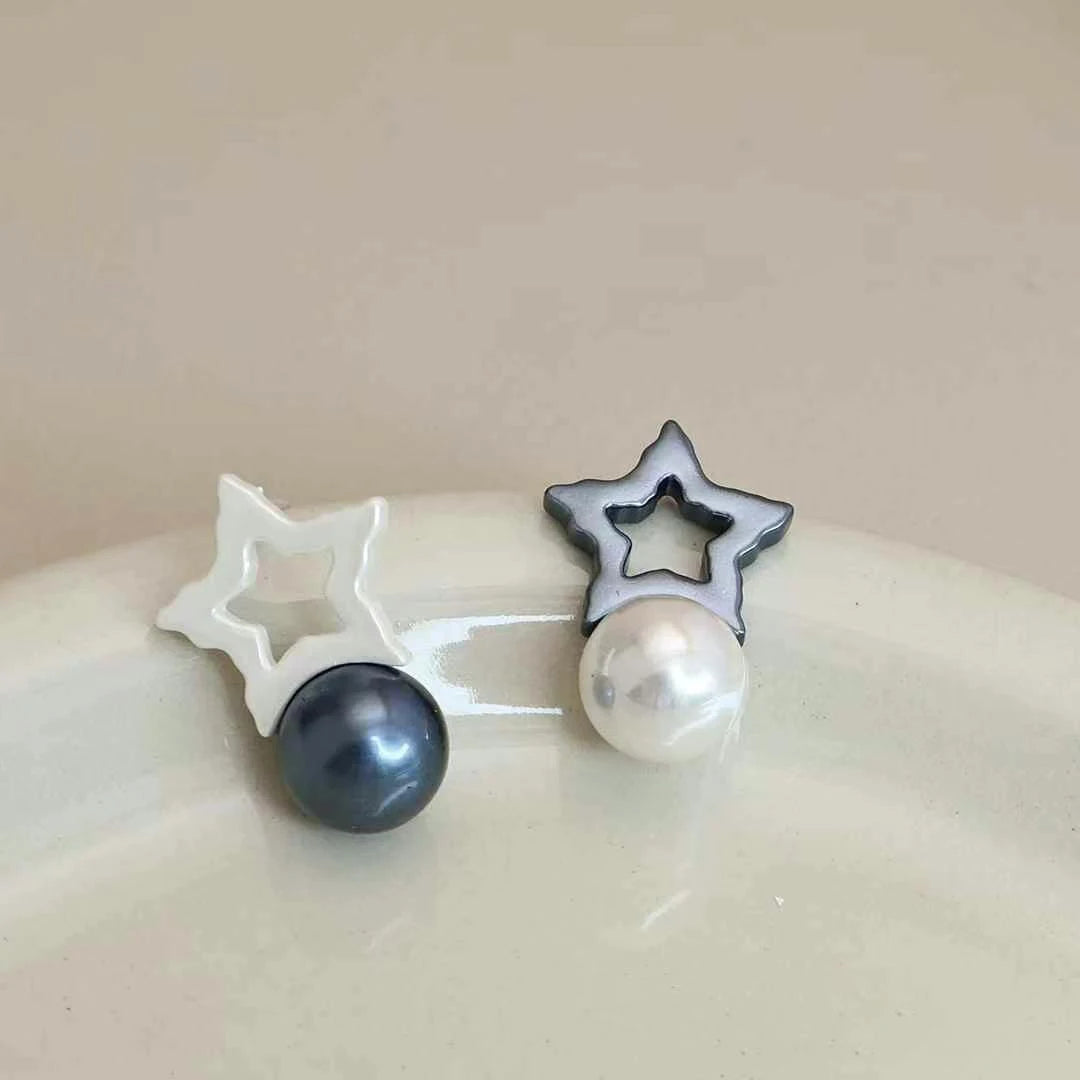 Girly Aesthetic Star Imitation Pearl Shape Small Drop Earring Elegant Sweet Fashion Affordable Bulk Office Jewelry Accessories