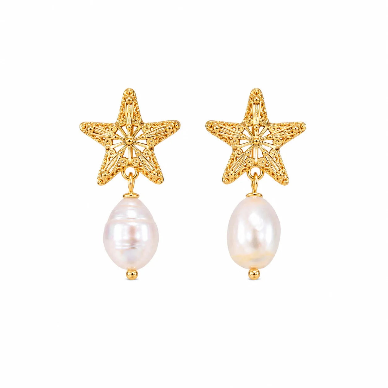 Female Star Baroque Pearl S925 Silver 18k Gold-plated Earring Simple Elegant Charms Low MOQ in Stock Jewelry for Women Causal
