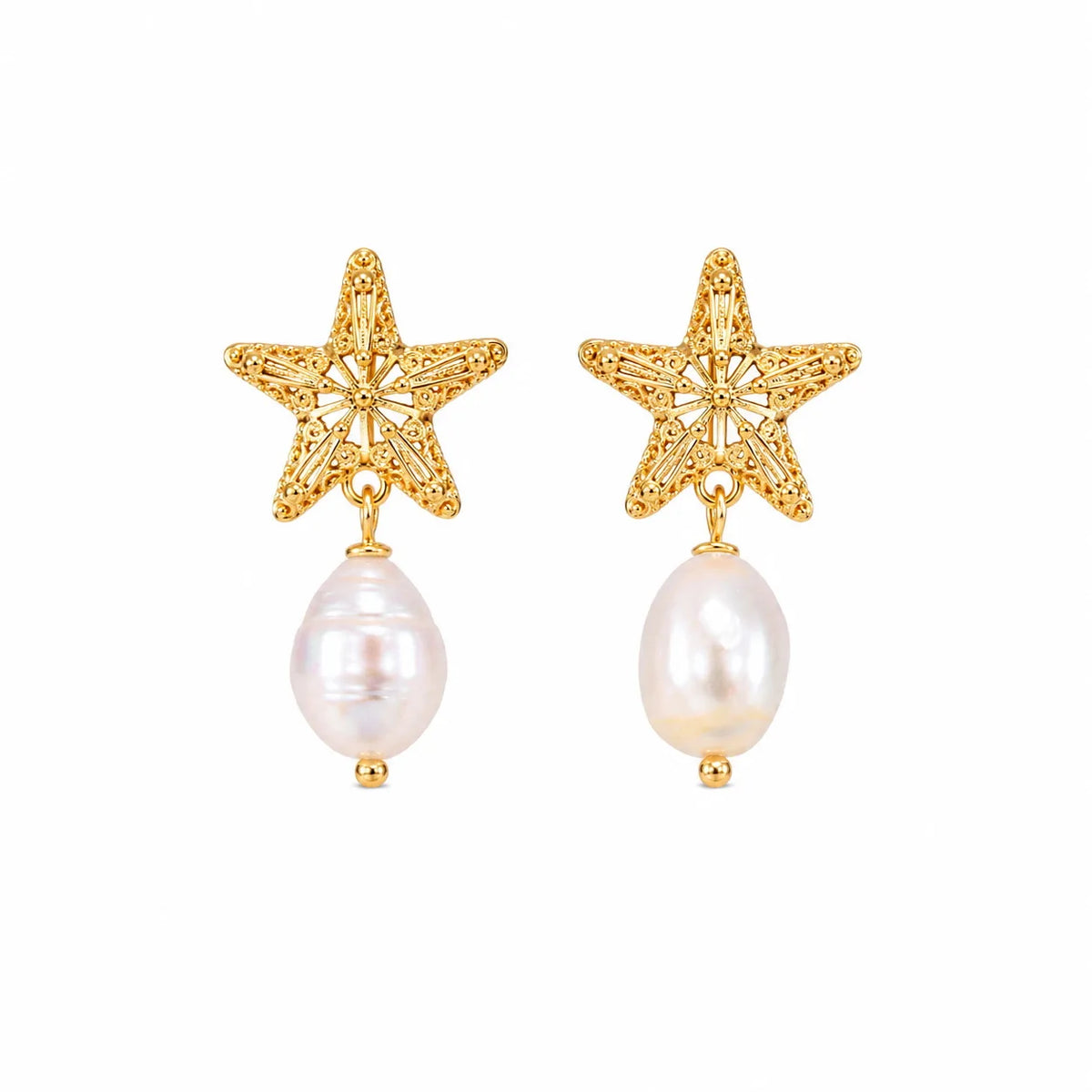 Female Star Baroque Pearl S925 Silver 18k Gold-plated Earring Simple Elegant Charms Low MOQ in Stock Jewelry for Women Causal