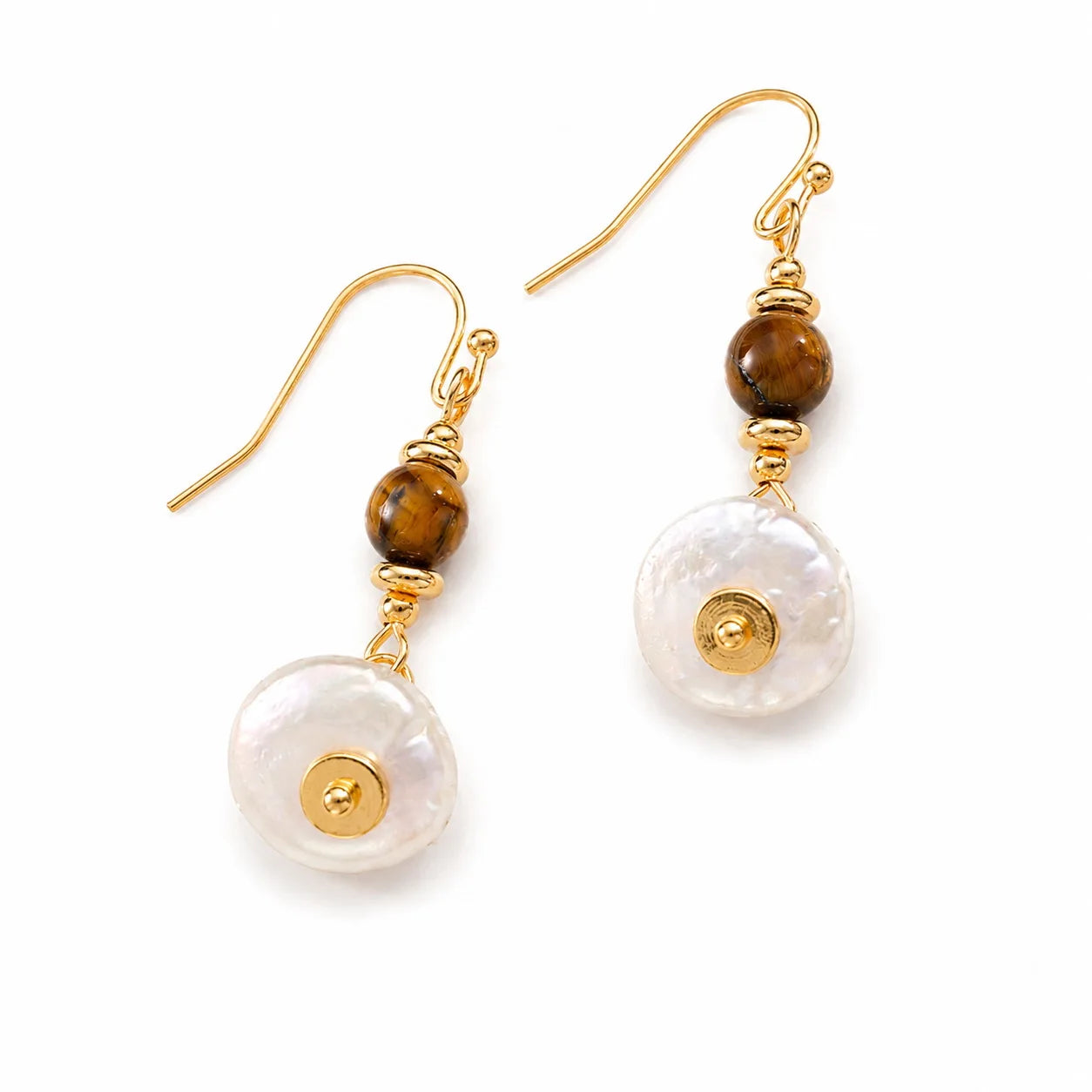 Fashion Baroque Freshwater Pearl Shell Tiger Eye Stone Jewelry Sets for Girls Earrings Boho Jewelry for Women Ladies Bracelets