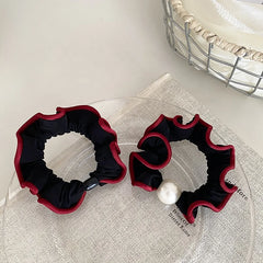 Ladies Black Red Colored Imitation Pearl Small Hair Ties Thick Thin Hair Elegant Vintage Bulk Order Women Scrunchies Accessories