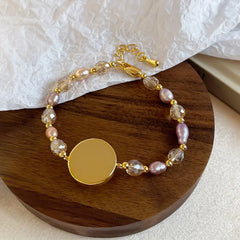 Women Dainty Drip Glaze Hand-Painted Graffiti Freshwater Pearl 18k Gold-plated Bracelet Elegant Vintage Low MOQ in Stock Jewelry