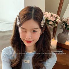 Women Color Blocked Plaid Scrunchies Headbands Hiar Clips Accessories Set Trendy Elegant Wholesale in Stock for Women Kids Daily