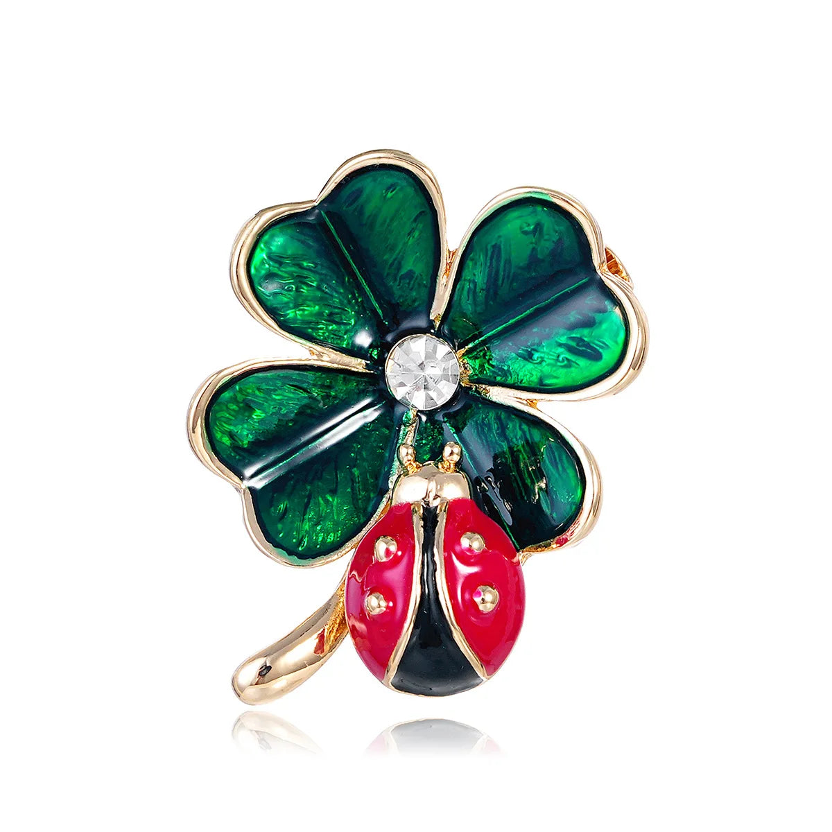 Cartoon Four-leaf Clover Brooch for Girls Sweet Stylish Elegant Pins Jewelry for Women Ladies Accessories Chinese Supplier