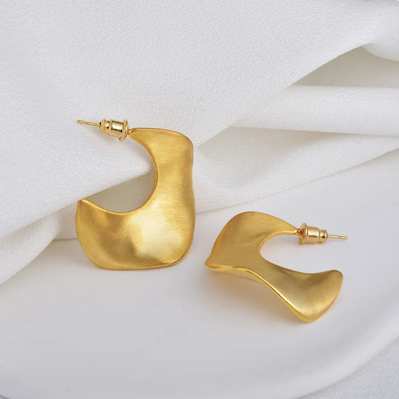 European and American Irregular Brushed Geometric Earrings Niche Design Minimalist Statement Stud Earrings Accessories Wholesale